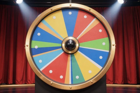 Buntes Gl&uuml;cksrad mit goldenem Rand f&uuml;r Legiano Casino Game Shows wie Crazy Time