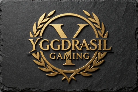 Yggdrasil Provider-Logo auf dunklem Schiefer mit goldenem Rand
