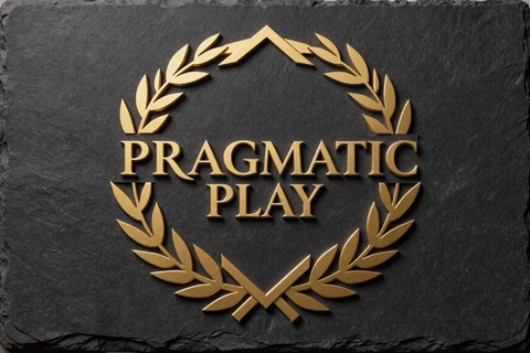 Pragmatic Play Provider-Logo auf dunklem Schiefer mit goldenem Rand